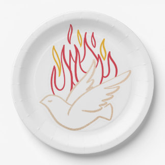 Heiliger Geist - Illustration über Tauben und Flam Pappteller