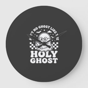 Heiliger Geist Retro Halloween-Geist-Design_1 Große Wanduhr