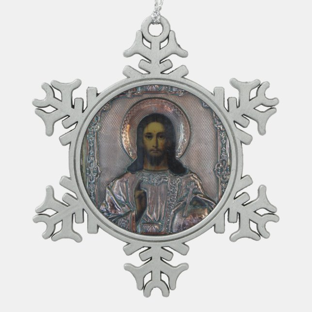 Heiliger Geist Schneeflocken Zinn-Ornament (Vorderseite)