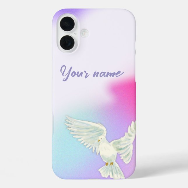 Heiliger Geist taube Personalisierte Namen Christl iPhone 16 Plus Hülle (Rückseite)