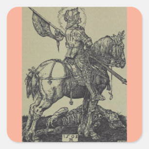 Heiliger Georg und der Drache Großmärtyrer Quadratischer Aufkleber