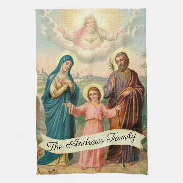 Heiliger Gott Familien-Jesuss Mary St Joseph der Geschirrtuch (Vertikal)