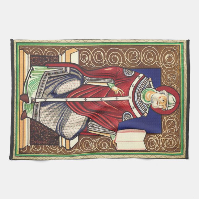 Heiliger Gregor der Große Kirchenlehrer Geschirrtuch (Horizontal)