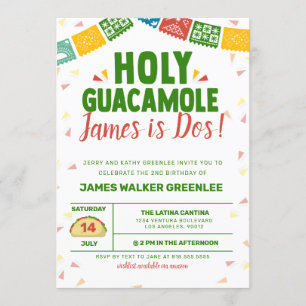 Heiliger Guacamole 2. Geburtstag Fiesta Einladung