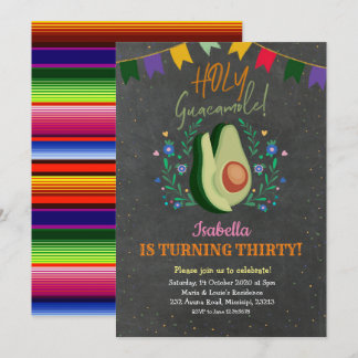 Heiliger Guacamole Chalkboard Mexikanischer Geburt Einladung