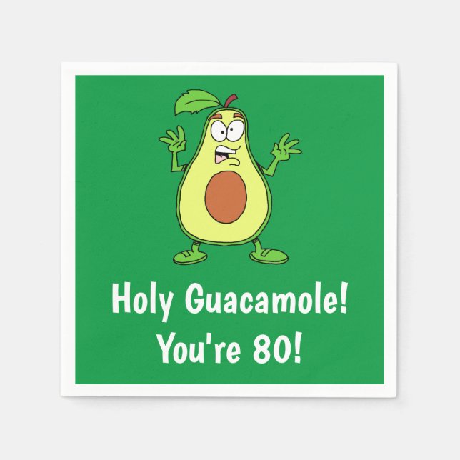 Heiliger Guacamole Du bist 80 Funny Avocado Napkin Serviette (Vorderseite)