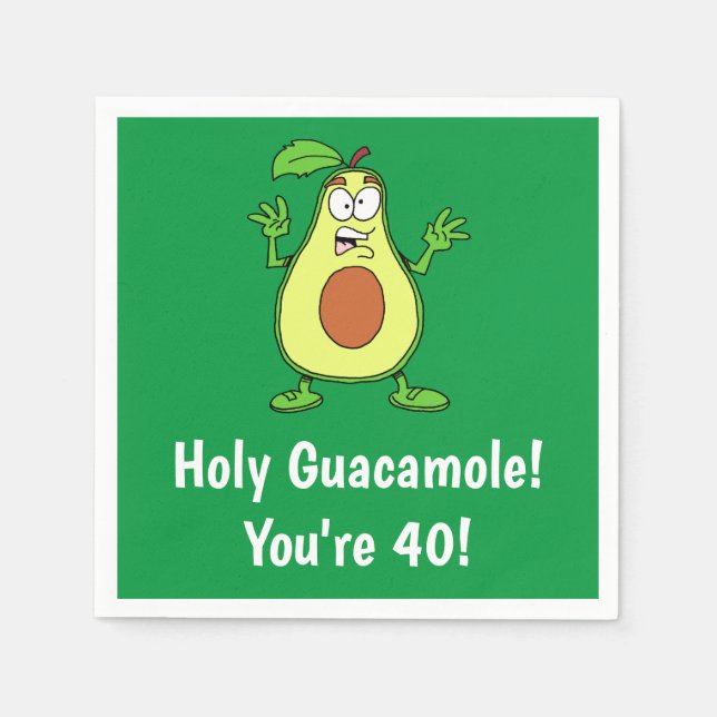 Heiliger Guacamole Ich bin 40 Funny Avocado Serviette (Vorderseite)