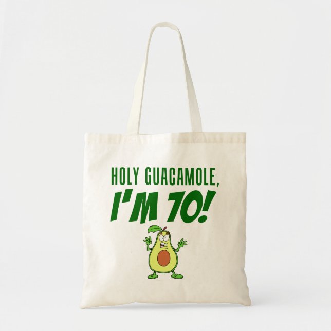 Heiliger Guacamole Ich bin 70 Cartoon Avocado Tragetasche (Vorne)