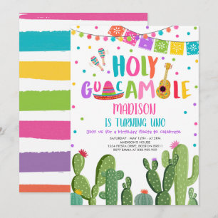 Heiliger Guacamole Uno 1. Geburtstag Kaktus Fiesta Einladung