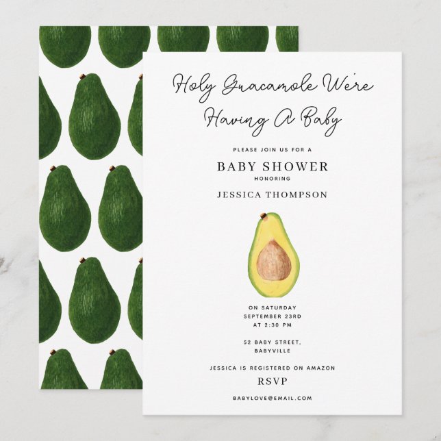 Heiliger Guacamole Wir haben eine Babydusche Einladung (Vorne/Hinten)