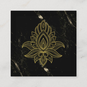 *~* Heiliger Hamsa-Gold-Abstrakter Schwarzer Marmo Quadratische Visitenkarte