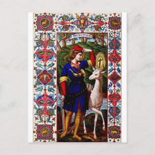 Heiliger Hubert von Lüttich mit dem Hirsch Postkarte