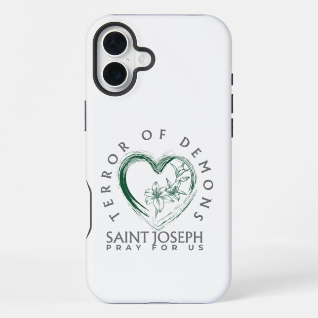 Heiliger Josef Schrecken der Dämonen iPhone 16 Plus Hülle (Rückseite)