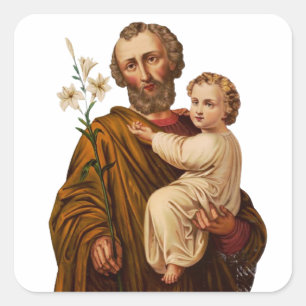 Heiliger Josef, Schutzpatron der Heiligen Familie Quadratischer Aufkleber