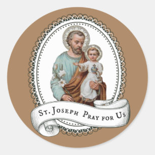 Heiliger Joseph Baby Jesus Traditionelle Lily Reli Runder Aufkleber