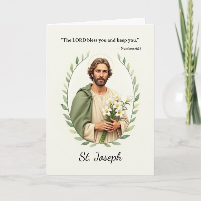 Heiliger Joseph Gottes Frieden mit der Schrift Karte (Vorderseite)