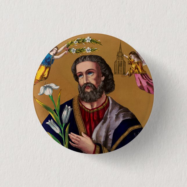Heiliger Joseph Guardian der Heiligen Familie Button (Vorderseite)