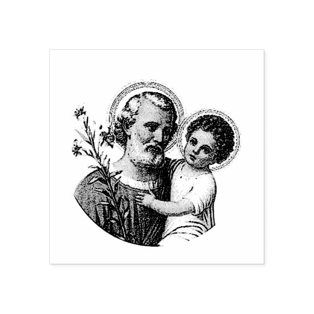Heiliger Joseph mit dem Baby Jesus Gummistempel (Prägung)