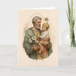 Heiliger Joseph mit dem Christuskind und Lilien Karte