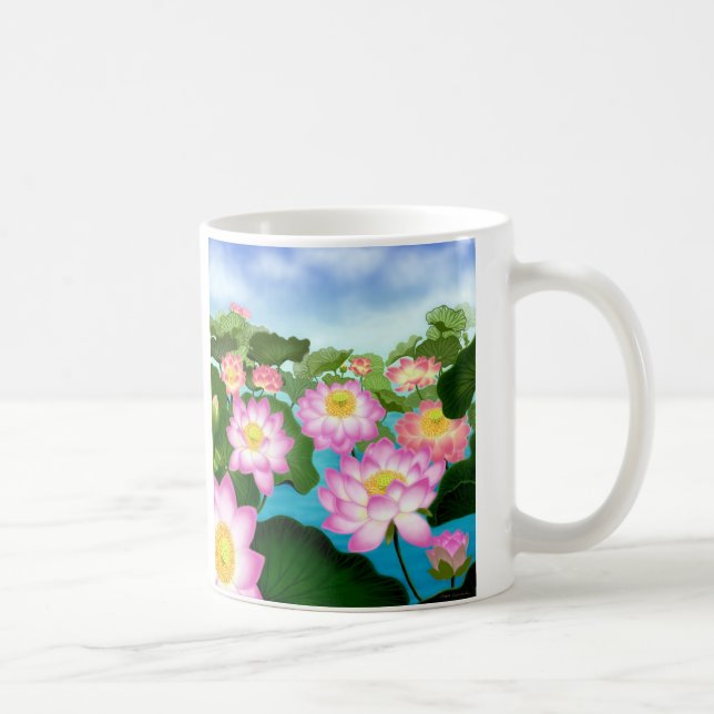 Heiliger Lotos-Pflanzen Kaffeetasse (Rechts)