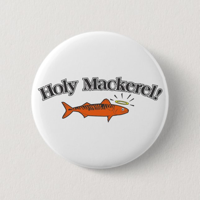 Heiliger Mackerel Funny Fishing Button (Vorderseite)