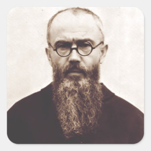 Heiliger Maximilian Kolbe polnischer katholischer  Quadratischer Aufkleber