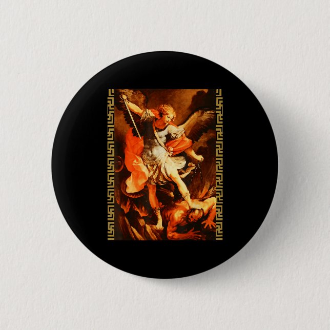 Heiliger Michael besiegt Satan Erzengel Krieger  Button (Vorderseite)