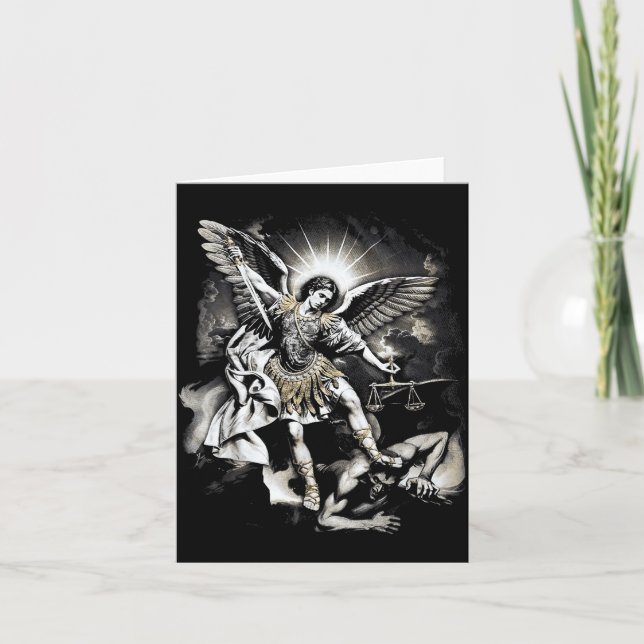 Heiliger Michael besiegt Satan Erzengel Krieger  Karte (Vorderseite)