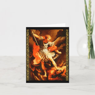 Heiliger Michael besiegt Satan Erzengel Krieger Karte