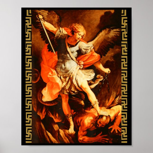 Heiliger Michael besiegt Satan Erzengel Krieger  Poster (Vorne)