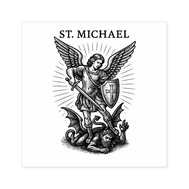 Heiliger Michael der Erzengel Angel Religiös Gummistempel (Prägung)