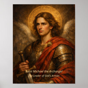 Heiliger Michael der Erzengel mit Rüstung und Schw Poster