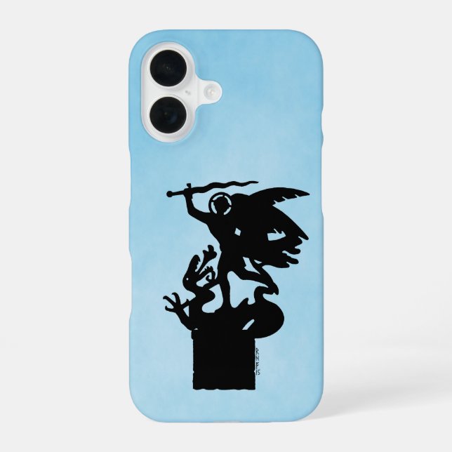 Heiliger Michael und Drache iPhone 16 Hülle (Rückseite)