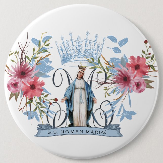 Heiliger Name Mary Religious Jungfrau Mother Flora Button (Vorderseite)