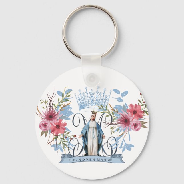 Heiliger Name Mary Religious Jungfrau Mother Flora Schlüsselanhänger (Vorderseite)