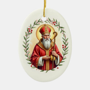 Heiliger Nikolaus Gottes Frieden und Segen Schrift Keramik Ornament