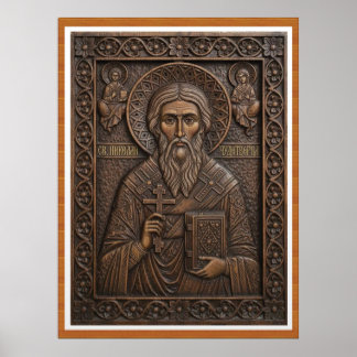 Heiliger Nikolaus, neue orthodoxe Holzbuchstaben d Poster