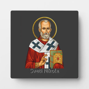 Heiliger Nikolaus orthodox serbisches Buchstaben-I Fotoplatte