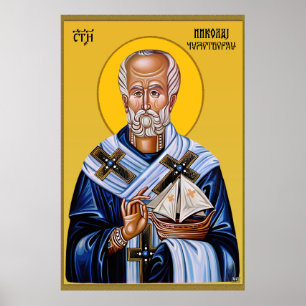 Heiliger Nikolaus, orthodoxe slawische Ikone Poster