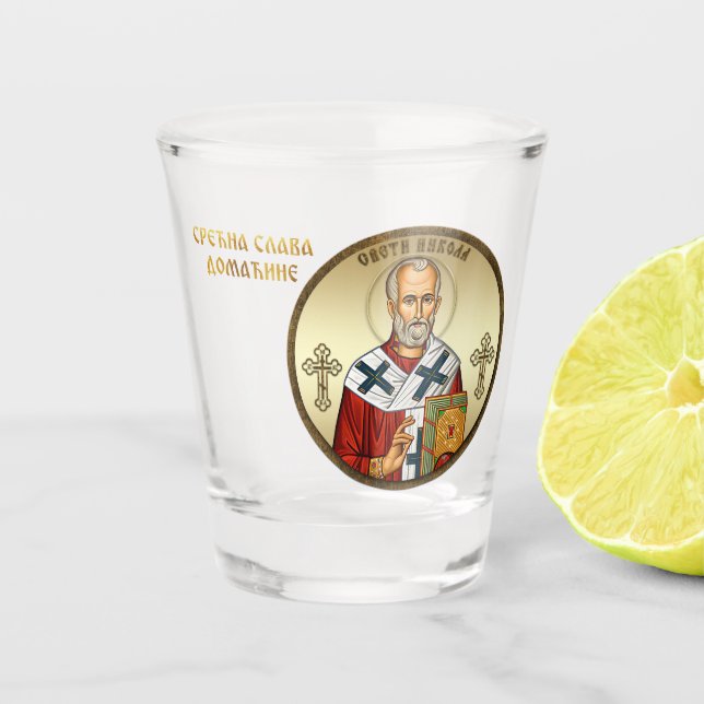 Heiliger Nikolaus Schlüsselanhänger 4 Schnapsglas (Vorderseite)