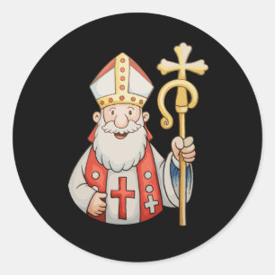Heiliger Nikolaus Weihnachtsmann Schutzpatron von  Runder Aufkleber