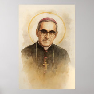 Heiliger Oscar Romero Aquarell katholischer Märtyr Poster
