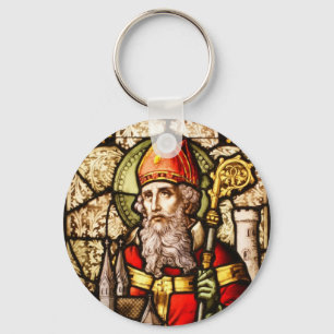 Heiliger Patrick-Bild auf Buntglas Schlüsselanhänger
