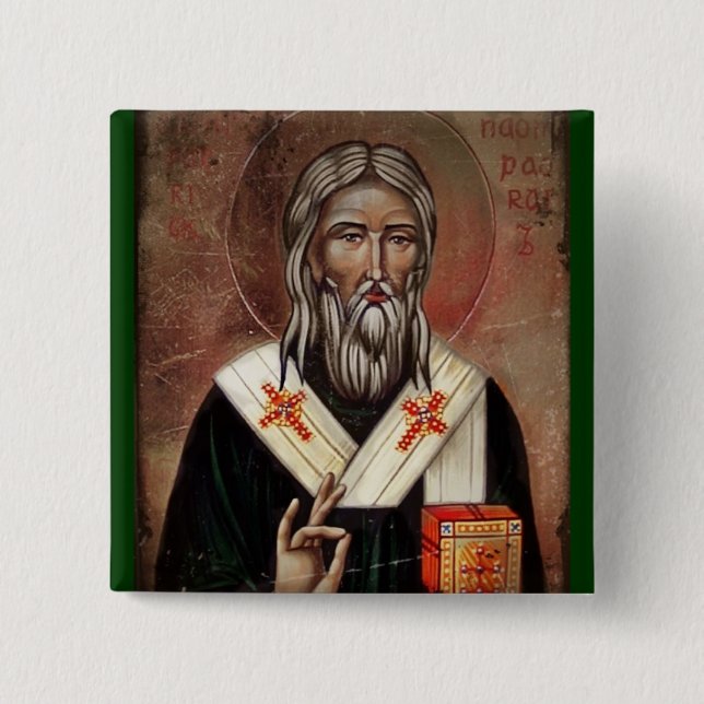 Heiliger Patrick mit erhobener Hand Button (Vorderseite)