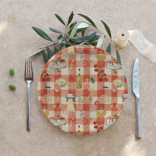 Heiliger Ravioli Gingham-Muster Little Meatball Pappteller