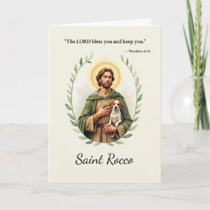 Heiliger Rochus Gottes Frieden mit Schrift Karte