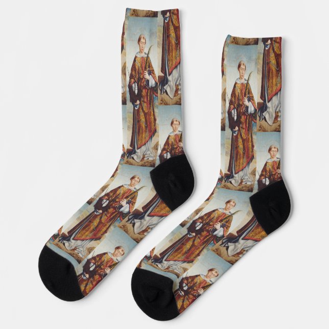 Heiliger Vinzenz von Saragossa Märtyrer Kunstwerk Socken (Linkes Detail)