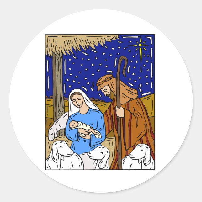 Heiliger Weihnachtsabend Runder Aufkleber (Vorderseite)