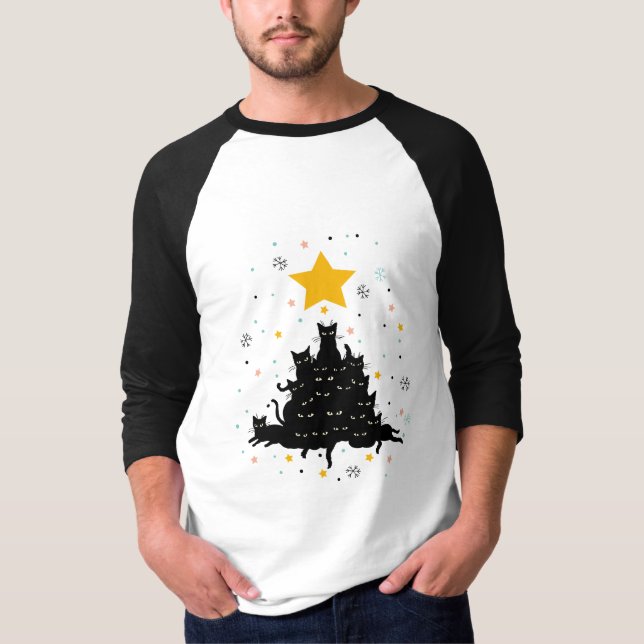 Heiliger Weihnachtsbaum, lustiger KatzenWeihnachts T-Shirt (Vorderseite)