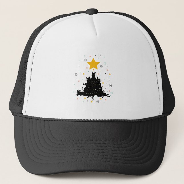 Heiliger Weihnachtsbaum, lustiger KatzenWeihnachts Truckerkappe (Vorderseite)